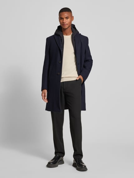 CG – CLUB of GENTS Lange jas met capuchon, model 'MARNI' Marineblauw - 1