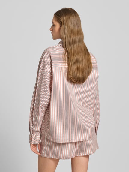 REVIEW Regular fit overhemdblouse met labelstitching Oudroze - 5