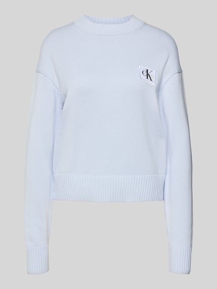 Calvin Klein Jeans Sweter z dzianiny z naszywką z logo Jasnoniebieski 2