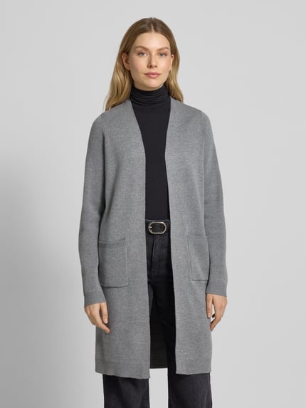 VERO MODA Lange cardigan van viscosemix, model 'SABA' Middengrijs gemêleerd - 4