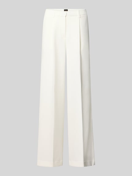 Produktfoto, Wide Leg Hose mit Bundfalten Modell 'TIWI2' von BOSS Orange in Unifarbe, Mid Waist, seitliche Eingrifftaschen, Schiebehakenverschluss