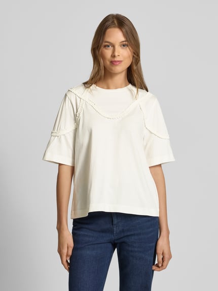 YAS T-shirt o kroju relaxed fit z okrągłym dekoltem model ‘BRAIDA’ Biały 4