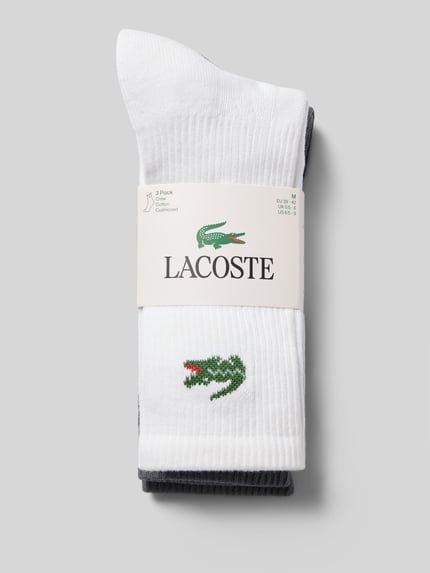 Produktfoto, Socken aus Baumwoll-Mix im 3er-Pack von Lacoste, weiße und dunkelgraue Töne, feine Rippstruktur, Herren Socken von Lacoste