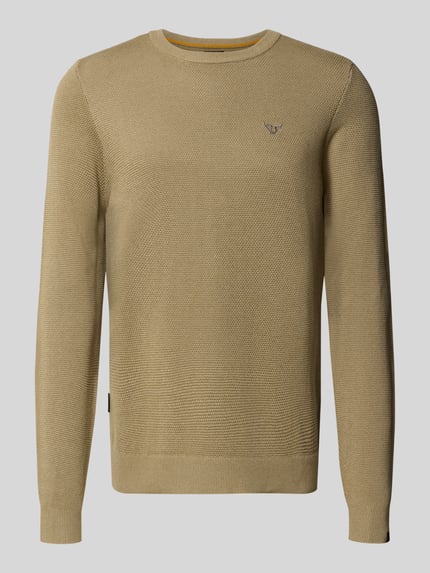 PME Legend Strickpullover mit Rundhalsausschnitt und Label-Stitching Beige 2