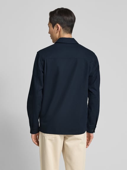 Samsøe Samsøe Regular fit overhemdjack met borstzak, model 'SADAMON' Donkerblauw - 5