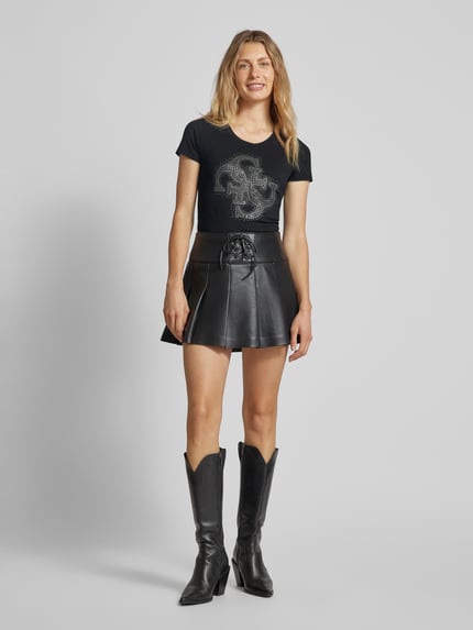 GUESS T-Shirt mit Strass- und Ziersteinbesatz Black 1