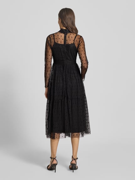 Lace & Beads Sukienka midi ze stójką Czarny 5