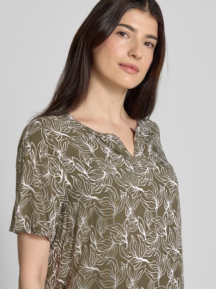 Christian Berg Woman Slim fit blouseshirt met tuniekkraag Rietgroen - 3