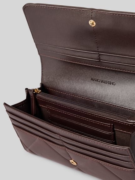 Valentino Bags Portemonnaie mit Rautensteppung Modell 'ASTRID' Dunkelbraun 3