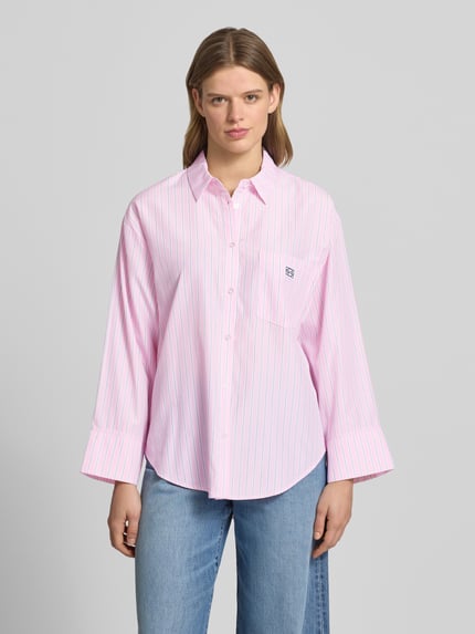 NOISY MAY® Hemdbluse mit Brusttasche Modell 'FRIDA' Rosa Melange 4