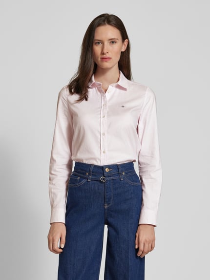 GANT Slim fit overhemdblouse met labelstitching Roze - 4