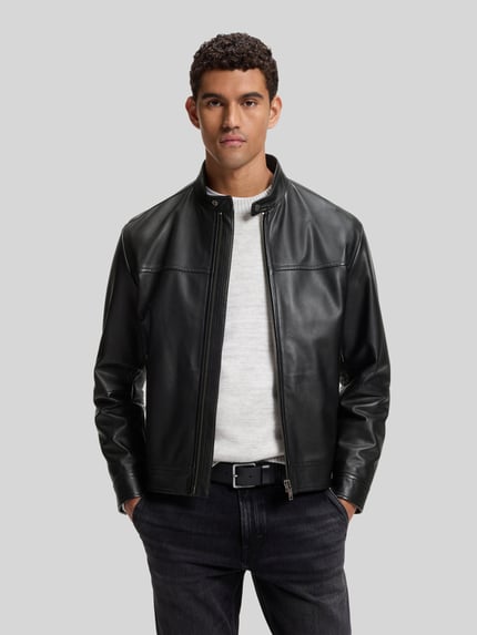 BOSS Orange Lederjacke Modell 'Joslay' mit Stehkragen Black 4