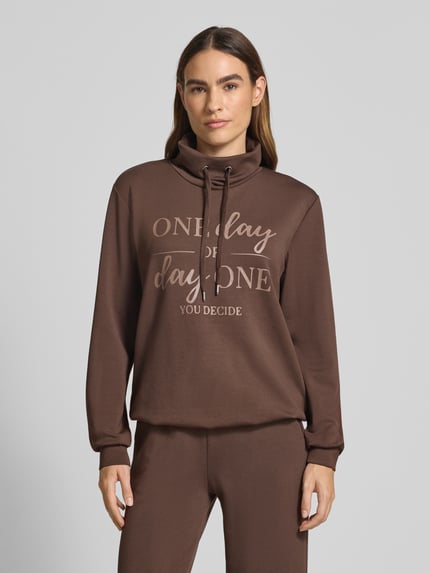 Soyaconcept Sweatshirt met opstaande kraag en tunnelkoord, model 'BANU' Chocoladebruin - 4