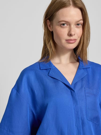 Selected Boxy fit overhemdblouse van een mix van lyocell en linnen, model 'LYRA' Koningsblauw - 3