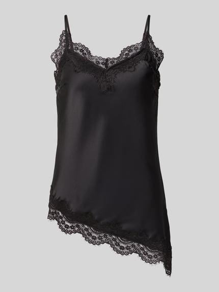 Top na ramiączkach o kroju slim fit z obszyciem koronką model 'JESSA' Shop The Look MANNEQUINE