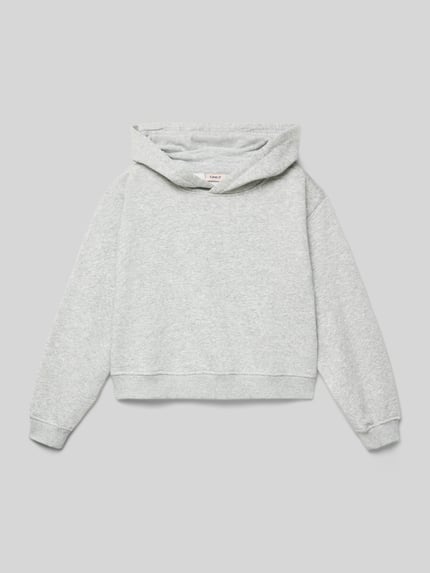 ONLY Regular Fit Hoodie aus Baumwoll-Mix Modell 'Sweat' Mittelgrau Melange 1