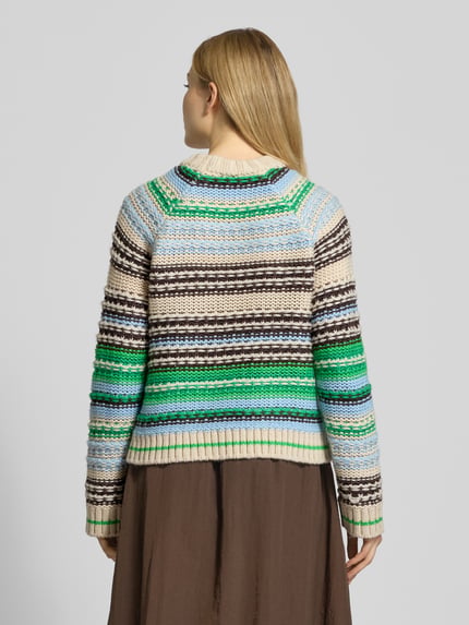 YAS Relaxed Fit Strickpullover mit Woll-Anteil Modell 'BIBI' Gruen 5