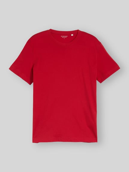 Tom Tailor Regular Fit T-Shirt aus reiner Baumwolle Rot 2