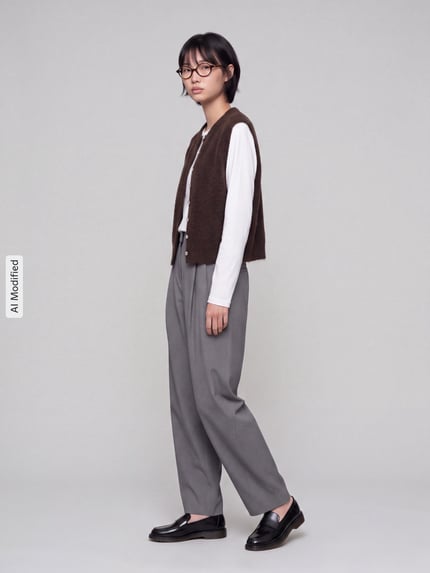 ONLY Regular Fit Pullunder mit einreihiger Knopfleiste Modell 'SIMONI' Schoko Melange 1