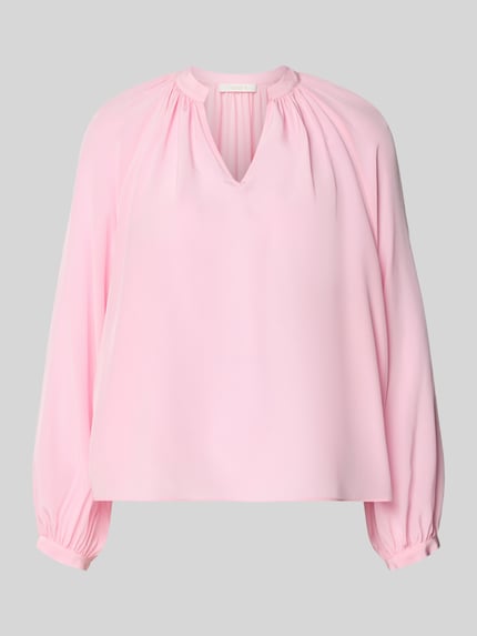 Productfoto, Regular Fit Bluse mit V-Ausschnitt van HERZENS in lichtroze, tuniekkraag, vloeiende stof, ruglengte 58 cm, mouwlengte 66 cm