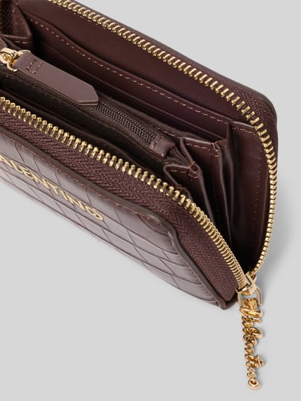 Valentino Bags Portemonnaie mit umlaufendem Reißverschluss Dunkelbraun 3