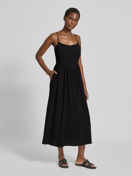GAP Midikleid aus Viskose-Mix mit Spaghettiträgern Black 1