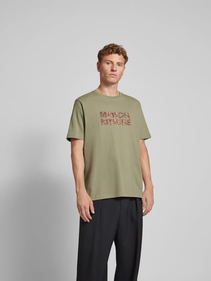 MAISON KITSUNÉ T-Shirt aus reiner Baumwolle Khaki 4