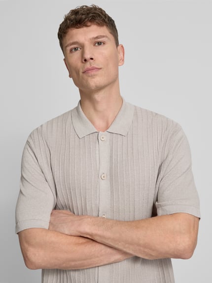 BOSS Orange Koszulka polo z mieszanki lnu i bawełny model 'AMICINO' Piaskowy 3