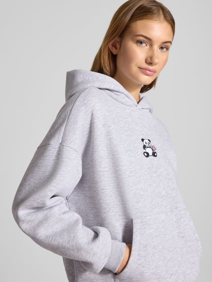 REVIEW Oversized hoodie met motiefstitching Lichtgrijs gemêleerd - 3