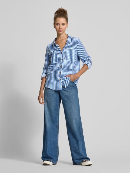 ONLY Overhemdblouse van viscose met verlengde rug Model 'YASMIN' Blauw - 1