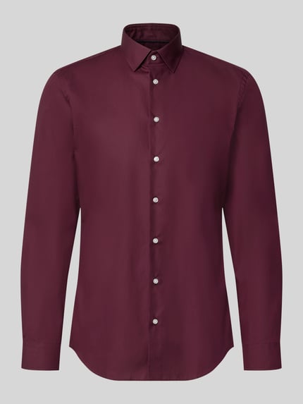 Produktfoto, Slim Fit Business-Hemd mit Kentkragen von Jake*s aus Reine Baumwolle, Knopfleiste, einfarbig, glatte Textur, Vorderansicht, Rückenlänge 79 cm, Schulterbreite 45 cm, Ärmellänge 67 cm, Größe 39/40