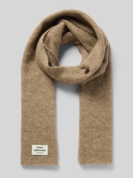 MADS NØRGAARD Sjaal met labeldetail Taupe gemêleerd - 1