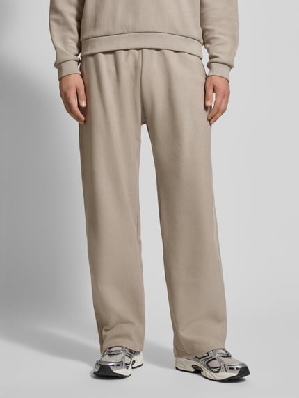 REVIEW Sweatpants in Ripp-Optik mit elastischem Bund Hellgrau 4