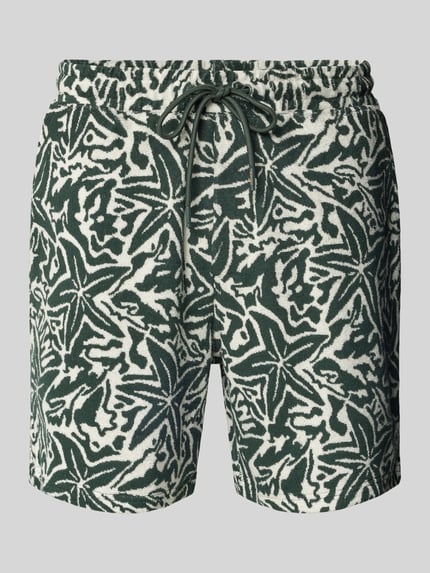 Shiwi Korte regular fit broek met tunnelkoord, model 'Tony' Donkergroen - 2