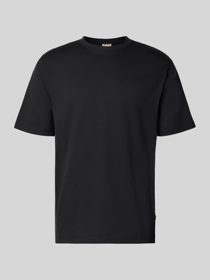 Produktfoto, Relaxed Fit T-Shirt aus reiner Baumwolle Modell 'FRED LIFE' von Only & Sons, unifarben Schwarz, Rundhals, kurzarm, glatte Struktur.
