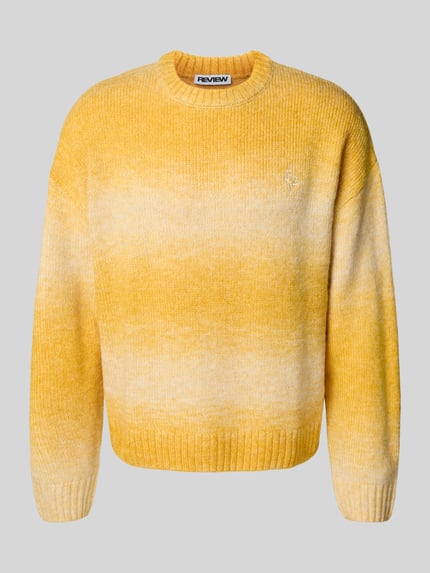 REVIEW Regular fit gebreide pullover met wol Mosterdgeel - 2