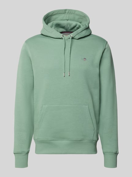 Produktfoto, Regular Fit Hoodie aus Baumwoll-Mix von GANT in Mintgrün mit Kängurutasche und feiner Textur, Herren Hoodie