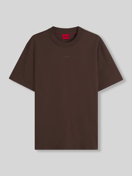 HUGO Regular fit t-shirt van puur katoen model 'Dapolino' Chocoladebruin - 2
