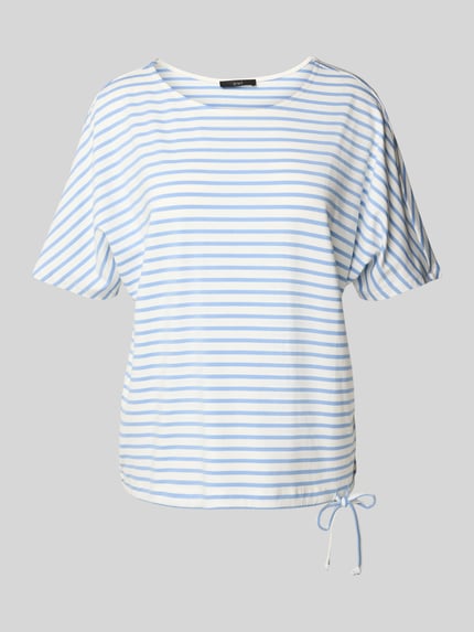 Oui T-Shirt mit Tunnelzug am Saum Dunkelblau 2