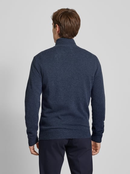 GANT Gebreide pullover met labelstitching, model 'SUPERFINE' Marineblauw gemêleerd - 5