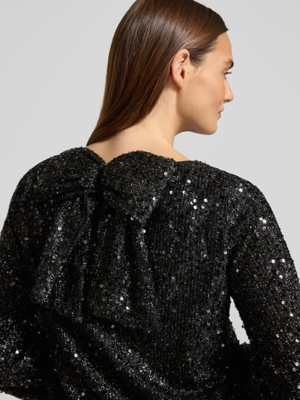 VERO MODA Regular Fit Langarmshirt mit Pailletten-Besatz Modell 'NAJA' Black 3
