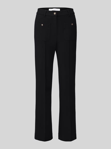 Raffaello Rossi Regular fit barrel leg broek van viscosemix model 'Miley Buttons' Zwart - 2