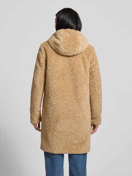 camel active Lange jas van teddybont met capuchon en tweewegsritssluiting Beige - 5