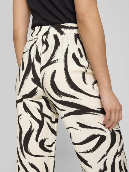 VILA Loose Fit Stoffhose mit Strukturmuster Modell 'CLO' Offwhite 3