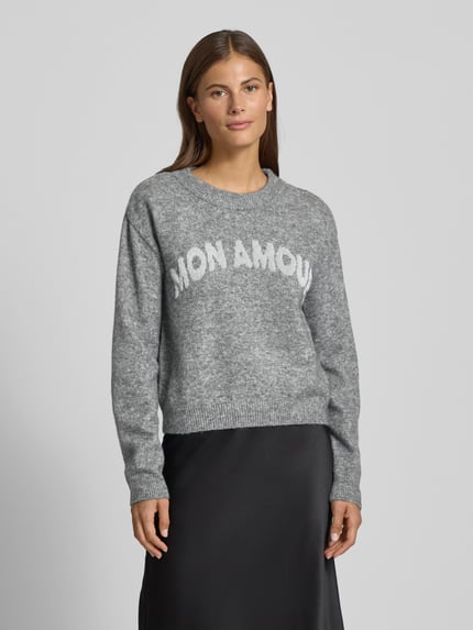VERO MODA Regular Fit Strickpullover mit Viskose-Anteil Modell 'AMOREMIO' Mittelgrau Melange 4