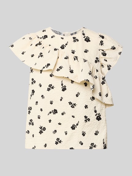 Essentiel Antwerp loose fit blouse met ruchesdetails model 'JOOJOO' Offwhite - 2