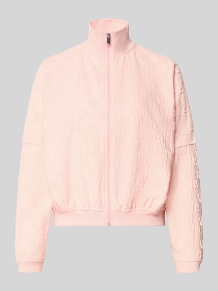 Produktfoto, Oversized Sweatjacke aus Baumwoll-Mix Modell 'TERRYMONOGRAM_JACKET' von HUGO in zartem Rosa, Optik: Unifarben, Passform: Oversized, Verschluss: Reißverschluss, Muster: Allover-Muster mit Label-Stitching-Applikation und Label-Prägung, Stehkragen, Fledermausärmel, elastische Ärmel- und Rumpfabschlüsse, Material: Baumwoll-Mix.