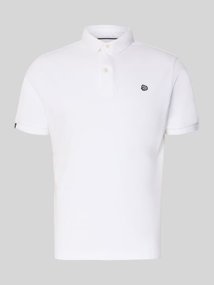 Produktfoto, Regular Fit Poloshirt mit Logo-Stitching von Superdry aus Reiner Baumwolle, weiß, Polokragen, Kurzärmelig, Rückenlänge 67 cm bei Größe M