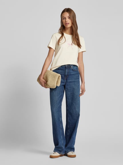 VERO MODA Regular Fit T-Shirt aus reiner Baumwolle Modell 'VANESSA' Offwhite 1