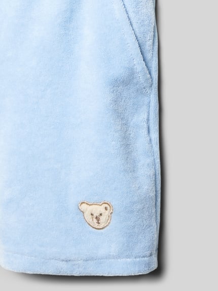 Produktfoto, Shorts mit Label-Stitching von Steiff aus Baumwoll-Mix in Hellblau, Regular-Fit, elastischer Bund mit Tunnelzug, flauschige Textur